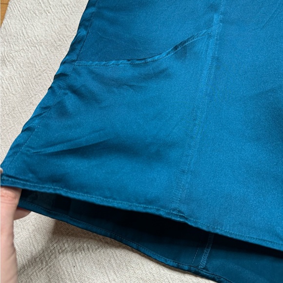 Inclan Studio 100% Silk Teal Blue Tunic‎ Top M - Picture 5 of 9